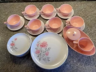 33 Piece Lot Rose Pink / White Sun-Valley Vintage Melmac Dishes Retro 1960s • $69.99