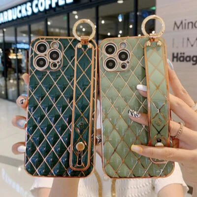 $14.99 • Buy Luxury Checked Leather Case Cover W/ Strap For IPhone 13 12 Pro Max 11 XS XR 7 8
