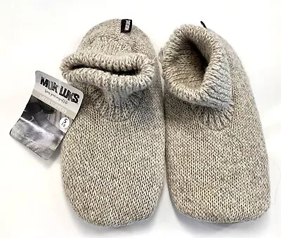NEW NWT Muk Luks Mens Beige Natural Knit Bootie Slippers Shoe S 7-8 US Style 317 • $12.50