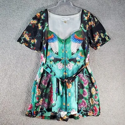 Alice McCall Jumpsuit Playsuit Women 10 Green Short Sleeve Floral Ladies Zip • $109.99