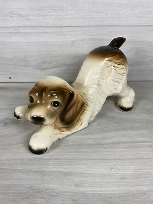 Lovely Vintage Porcelain Dog Figurine - Playful Spaniel 32cm Long 18cm Tall • £8.78