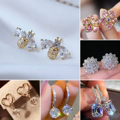 Fashion Cubic Zirconia Crystal Earrings Stud Drop Dangle Women Party Jewelry New • £2.46