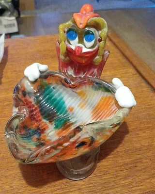 Vintage Murano Glass Clown Pin/coin/triket Bowl/ Dish Colourful And Perfect. • £15.99