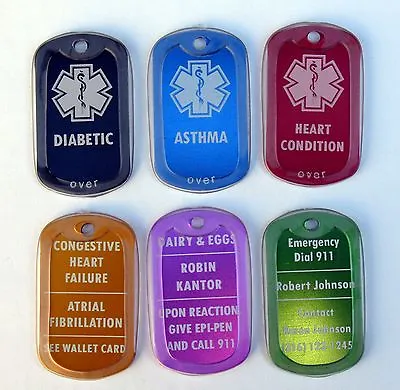 Medical Alert Id Tag With SILENCER - Free Custom Engraving Personalization • $10.49