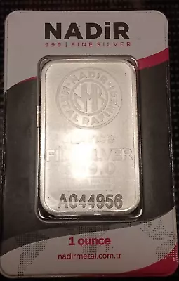 1 Oz Silver Bar Nadir Metal Rafineri NMR - .999 Fine In Assay • $37.99