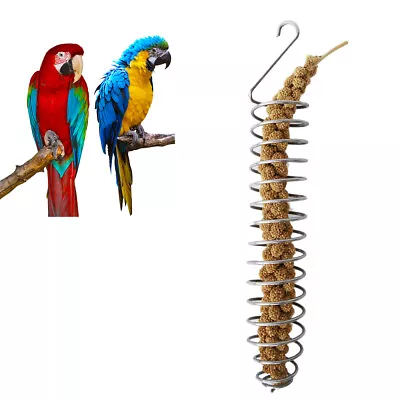 Hanging Bird Feeder Stainless Steel Bird Food Holder Fruit Wheat Foraging Toys • $10.18