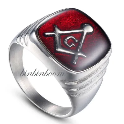 Size 10 Symbol Masonic Ring Stainless Steel Vintage Men's Biker Punk Ring • $9.99