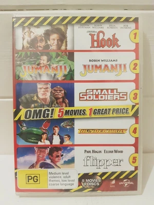 $13.90 • Buy Jumanji / Hook / Small Soldiers / Thunderbirds / Flipper 5 Pack Sealed DVD Set