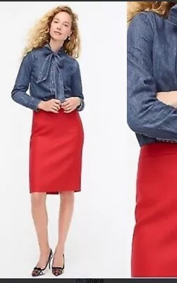 J. Crew Skirt Womens Size 6 Red 100% Wool No. 2 Pencil High Rise Career Work • $21.99