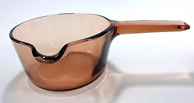 Vintage Corning Vision Ware 1L Amber Glass Pot Sauce Pan USA Made • $21.99