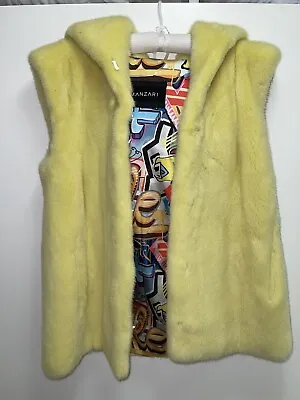 Yellow Mink Fur Vest Size XS S M • $308.29