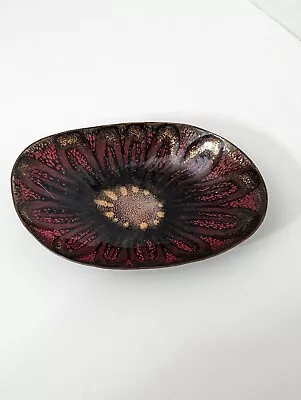 Beautiful Red Flower Enamel Copper Ring Dish Jane Glass • $30