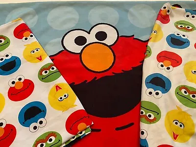 Sesame Street Toddler Fitted Flat Sheet Pillowcase Polyester Big Bird Elmo • $19.35