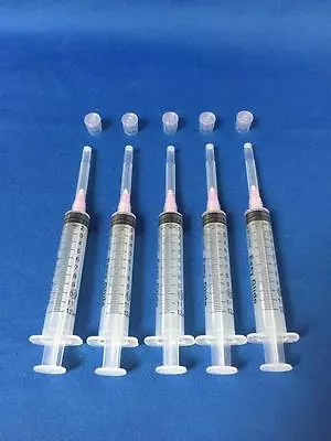 $7.50 • Buy 5 Pack 10ml Syringe + BLUNT TIP NEEDLE 18 Gauge 1-1/2  W/Caps DIY Liquid Glue