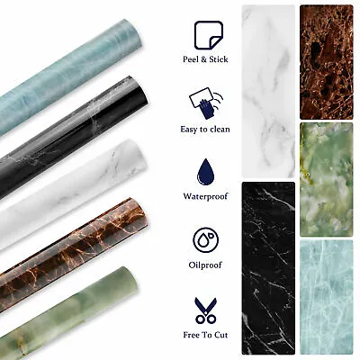 Marble Contact Paper Self Adhesive Peel & Stick Wallpaper PVC Kitchen Countertop • $8.54