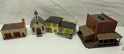 Ho Scale Lot Of 4 Building Fire Station House Church Building Factory • $29.98