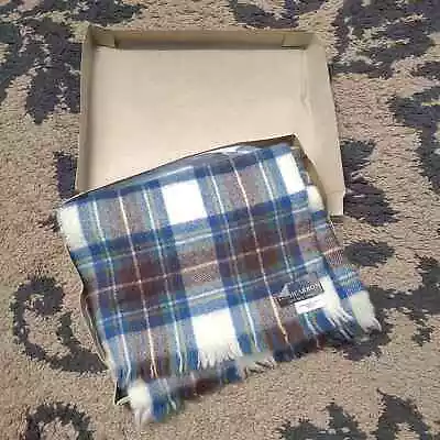 Vintage Lochcarron Scarf 100% New Wool Made In Scotland Plaid Stewart Blue Dress • $29.99