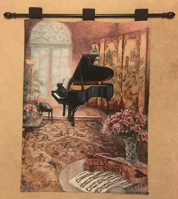 Lena Liu Tapestry Music Room Baby Grand Piano And Violin Tapestry Wall Hanging • $28