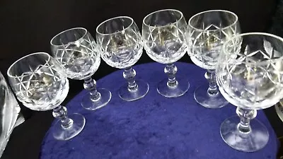 Vintage Cut Lead Crystal Wine Glasses X 6 125ml • £55