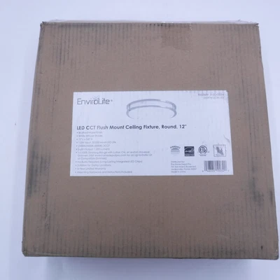 £69.29 • Buy EnviroLite 12  Round LED CCT Flush Ceiling Mount Light 120V White Diffuser Shade