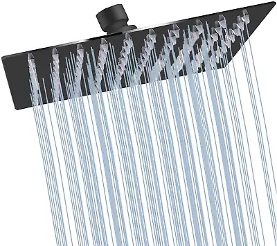 Black Shower Head Ggstudy 6 Inch Square Rain Shower Heads Stainless Steel High P • $17.57