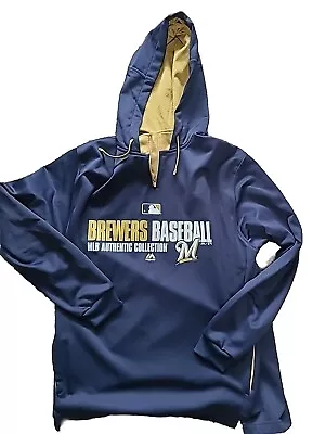 Milwaukee Brewers Majestic Polyester Pullover Hoodie BlueSize XL MLB • $18.99