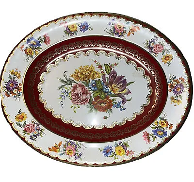 Vintage Daher Decorated Ware Made In England Decorative Tray Oval Floral Boho  • $7.99