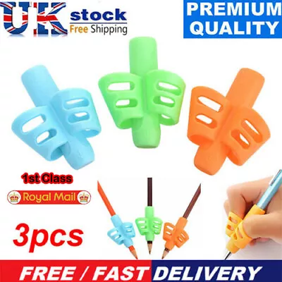 £4.90 • Buy Pencil Grips For Children Handwriting 3 Pack Kids Training Pen Gippers Holder UK
