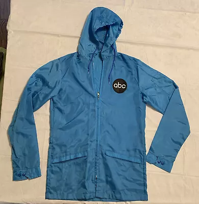 Vintage 1970s ABC Film Crew Sports New Station BLUE Windbreaker Jacket Small • $29.96