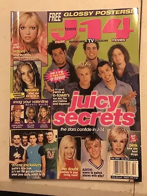 J-14 Magazine NEW February 2002 A+ *GLOSSY POSTERS* O-TOWN BRITNEY PINK JAY-Z • $17.99