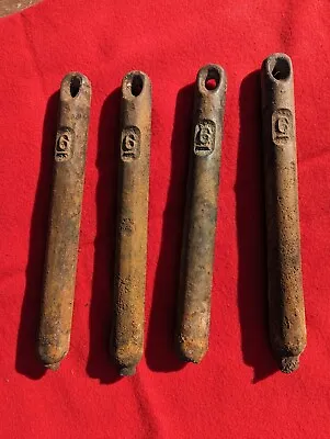 Lot Of 4 Antique Vintage Cast Iron Window Weights # 6 Pound Six Lb Approx • $26