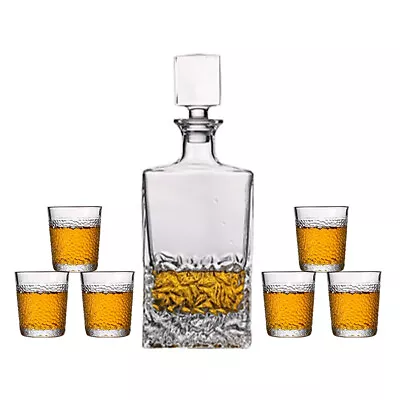 Iceage  Glass Decanter Whiskey Bottle 760ml With 6 X 320ml Glass Kit • $49.99