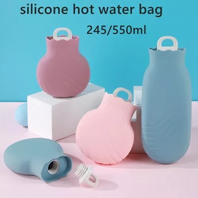 Silicone Hot Water Bottle Bag Knit Cover Soft Microwave Heating Hand Warmer • £14.29