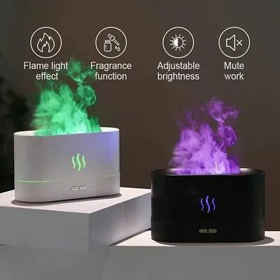 Essential Oil Diffuser Colorful Lights Flame Lamp Air Humidifier Cool Mist Maker • $34.39