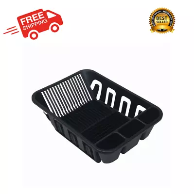 2 Piece Plastic Kitchen Sink Dish Drying Rack With Slide-Out Drip Drainer Tray • $11.49