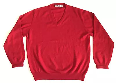 ALAN PAINE Men's 44 Large L Sweater 100% Pure Cashmere V-Neck England UK RED EUC • $45