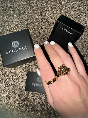 Versace La Medusa Ring Greca Gold AUTHENTIC New Greek Cut • $290