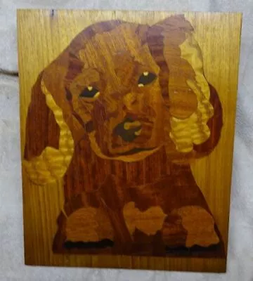 ** Vintage - MARQUETRY - WOODEN INLAYED Picture Of A COCKER SPANIEL Dog - W@W! • $44.44