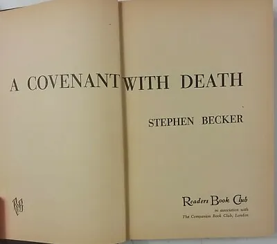 A Covenant With Death By Stephen Becker 1966 Hardcover Book 239 Pages Crime & My • £10.23