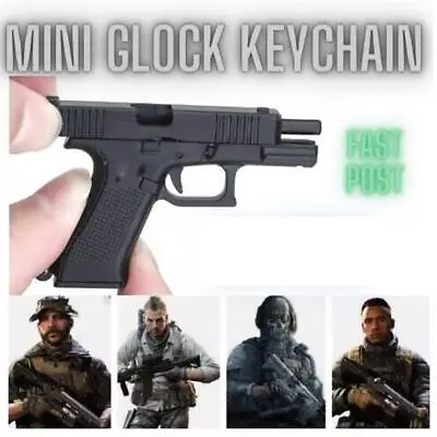 Tactical Keychain Glock Gun Moving Parts Toy Warzone Black 1:4 Pistol Keyring • $17.46