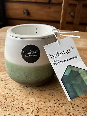 Habitat Ceramic Tea Infuser & Mug Cup Olive Green Strainer Brand New With Tag • £16