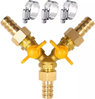 Brass 5/8 Inch O.D. Barb Three Way Shut Off Ball Valve For Propane Gas Hose Air  • $27.38