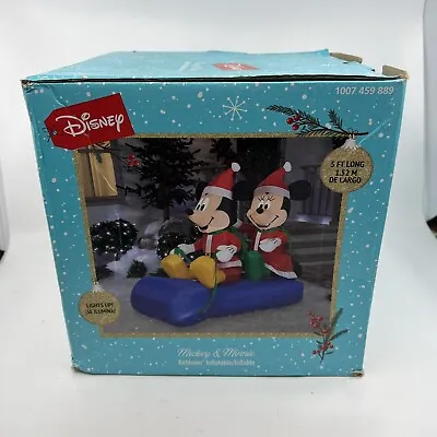 Mickey And Minnie Mouse Sled Riding 5 Foot Disney Christmas Inflatable Free Ship • $78.99
