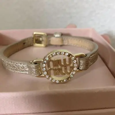 Miumiu Madras Leather Bracelet Gold 1 • $313