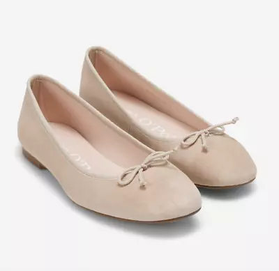 Marc O'Polo Womens UK 5.5 EU 38.5 Sand Goat Leather Bow Ballet Flats Shoes • £59.99