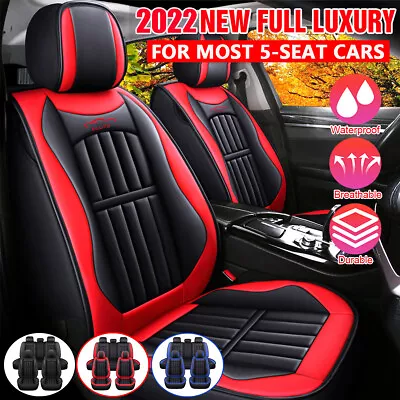 PU Leather Car Seat Cover 5-Seat Full Set SUV Truck Front Rear Cushion Universal • $80.99