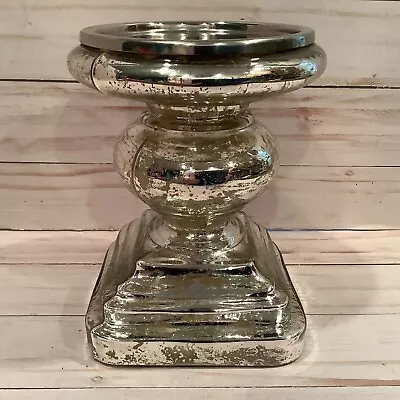 Pottery Barn Mercury Glass 7  Candle Pillar Holder Stand • $49.99