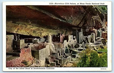 POSTCARD Cliff Palace At Mesa Verde National Park Southwestern Colorado Linen • $6.76