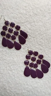 Purple Circle Chandelier Hook Earrings • £2