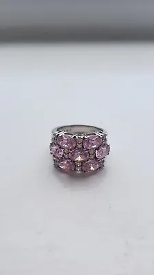 QVC Diamonique Pink Stone Ring Size I • £19.95